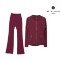 Stand Collar Dark Red Gold Flared Suit