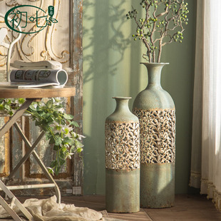 American retro old Vase ornaments homestay floor flower arrangement flower shop decorations wedding photography creative props