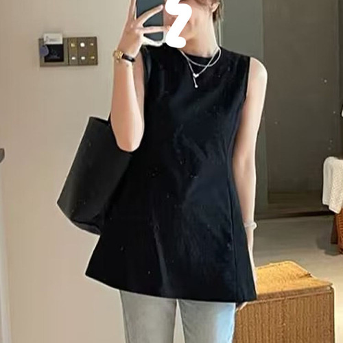 White Petite Layered Sleeveless Blouse Women's Medium-Length Summer 2025 New Slimming Outerwear Quality Top