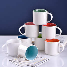 大口杯色釉杯logo个性创意杯子热转印陶瓷马克咖啡杯冷水杯城市杯