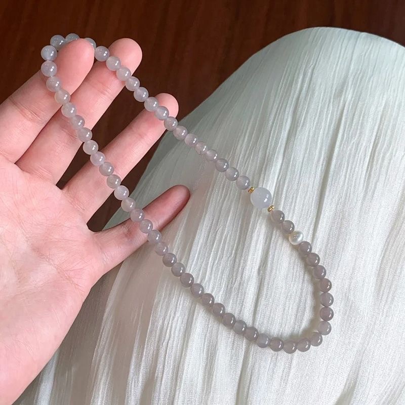 New Chinese Style White Cigarette Ash Moonlight Double Circle Stacked Bracelet Exquisite Simple Fashion Elegant All-match Girlfriend Bracelet for Women