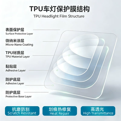 Headlight and Taillight Color-Changing Film, Car headlight protective film