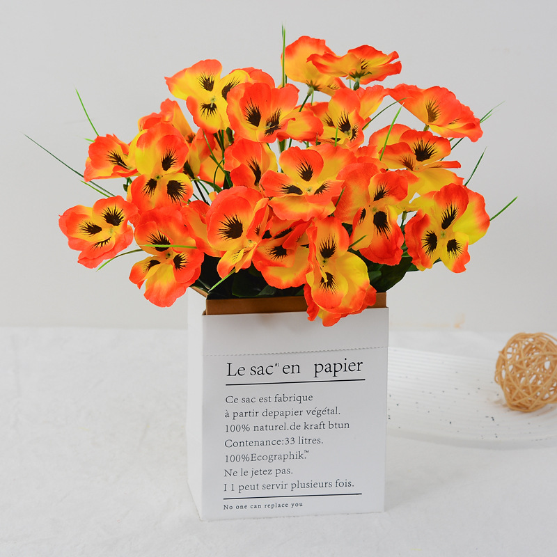 仿真五叉三色堇小把花居家酒店工程造景花箱裝飾假花絹花乾花批發