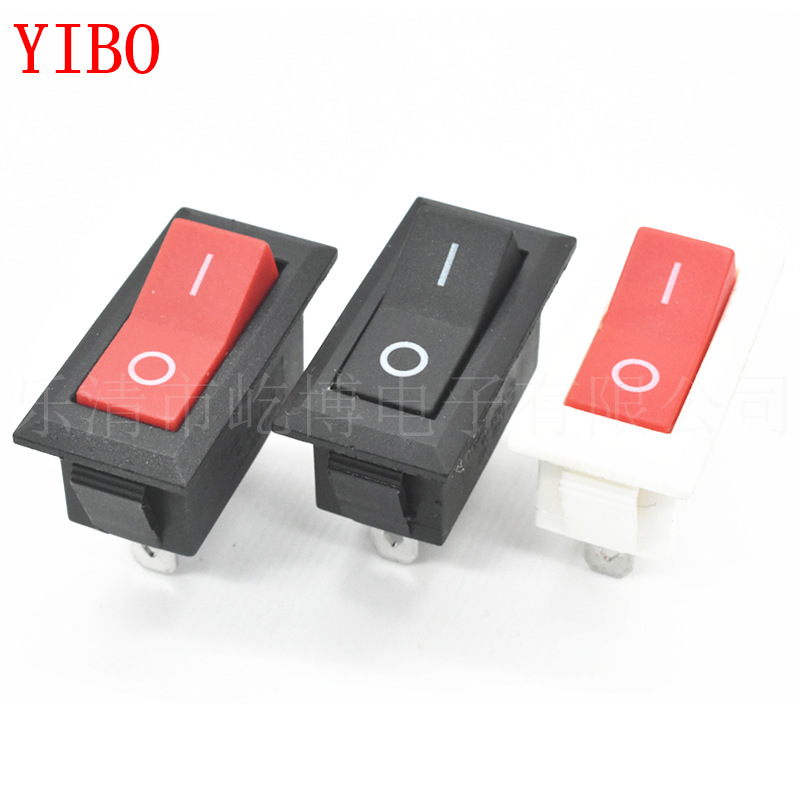 KCD1 V形盖 黑色外壳 红色盖板 2脚2档船型开关 16*32.5电源开关