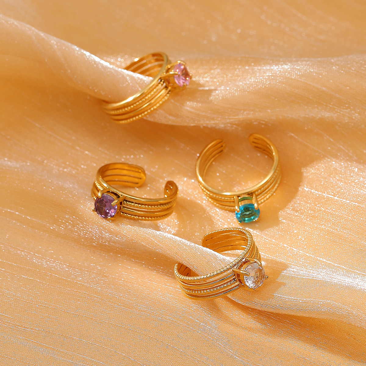 fashionable one size ring stainless steel with zircon