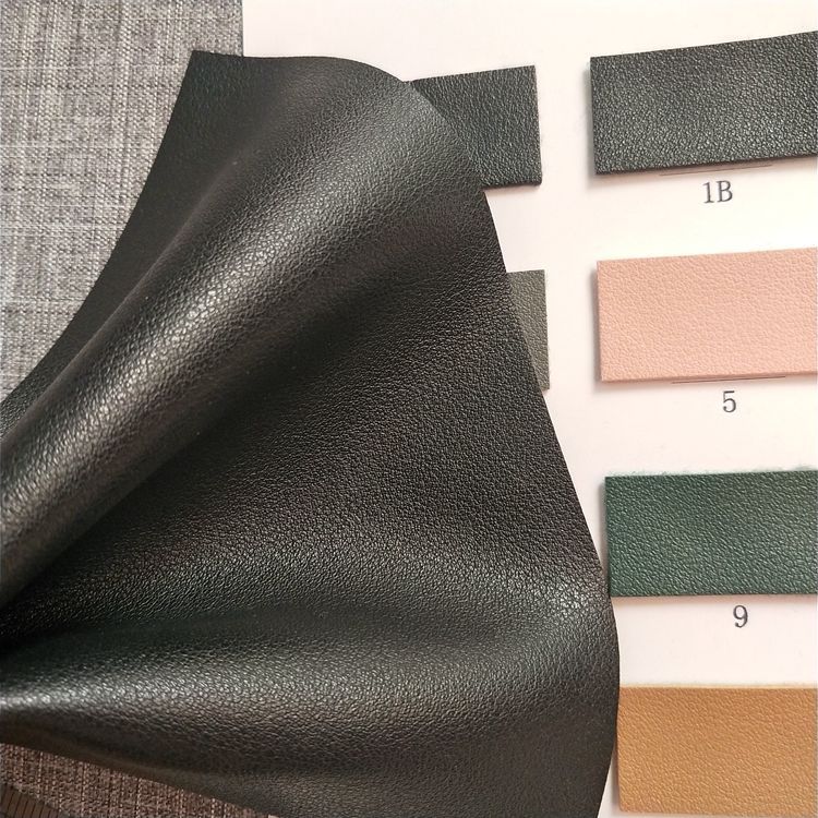 厚革纳帕纹毛底PVC皮革卡包女包手袋皮革面料小荔枝纹皮革黑色革