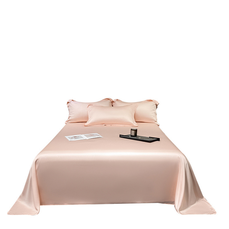 Sábanas de verano de seda de una sola pieza de color sólido dormitorio doble individual seda de hielo funda de edredón desnuda funda de almohada de edredón de tres piezas