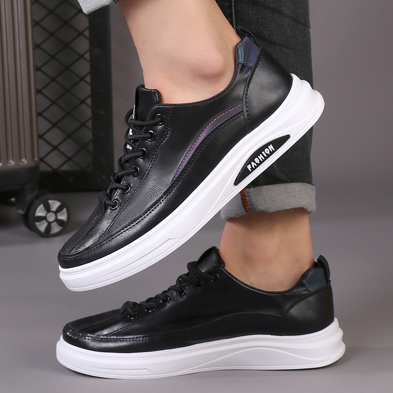 春季新款男鞋透气小白鞋子男学生韩版潮流百搭厚底运动休闲板鞋男