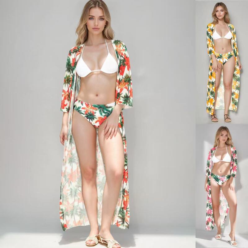 Cross-Border 2026 New Hot-Printed Swimsuit Three-Piece Set Women's Bikini European and American Foreign Trade Cover-Up Bikini Set