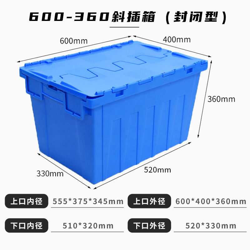 Caja de Logística de Inserción Oblicua Feiyu Sheng, Caja de Transporte Médico, Caja de Plástico para Entrega en Supermercados y Tiendas de Conveniencia con Tapa Abatible