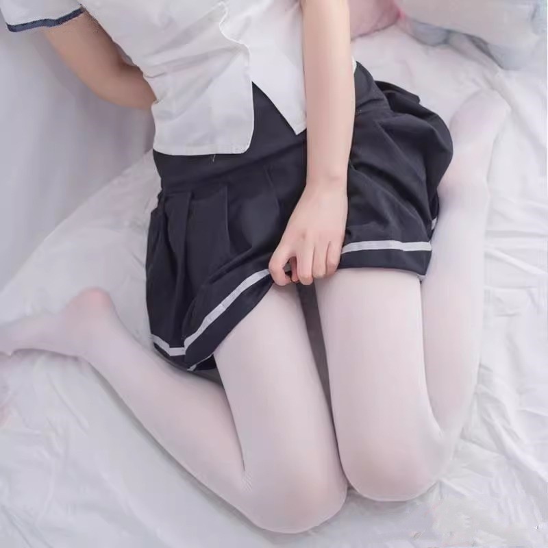 1305 velvet pantyhose white