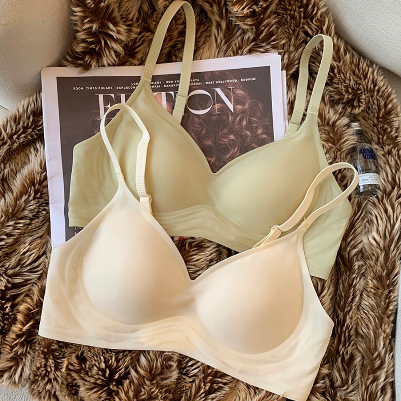 Cool Milk Silk Thin Seamless Steel Ring-free Underwear Women's Gathering Big Chest Small Breast Anti-sagging Bra