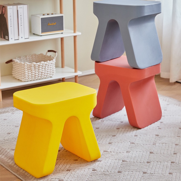 Nordic Plastic Coffee Table Cartoon Low Stool Internet Famous Home Use Entrance Shoe Bench Creative Living Room Children Thick Rubber Stool