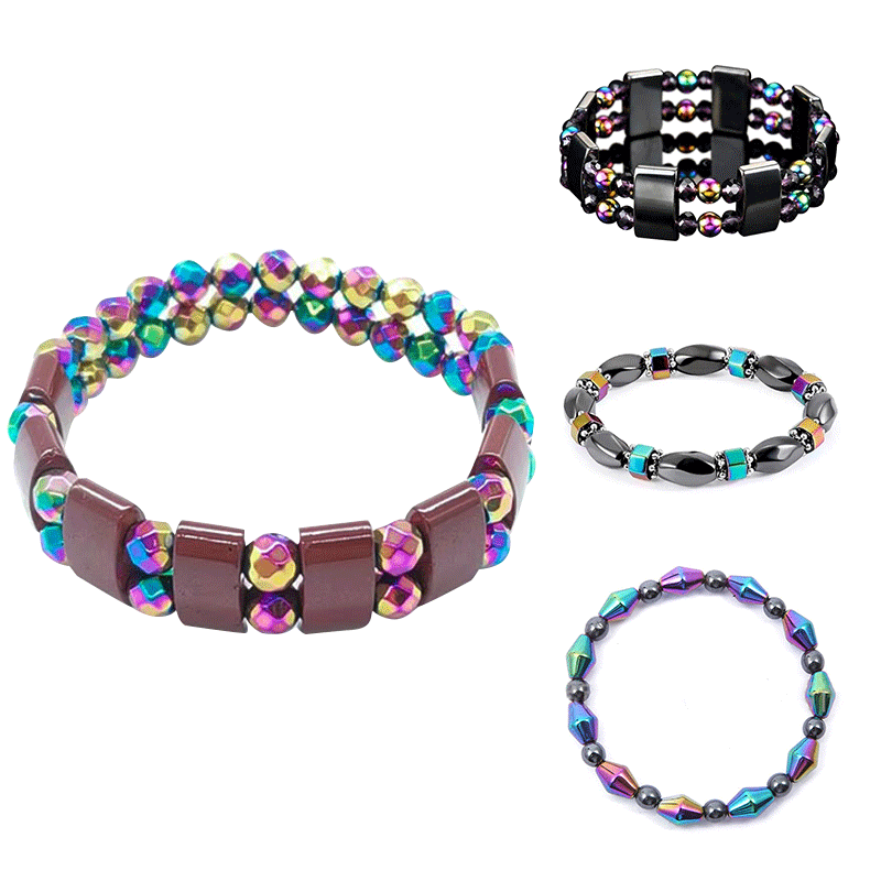 Yunjin Amazon transfronteriza Venta caliente de doble capa de corte colorido negro agalla piedra pulsera hematita imán pulsera para las mujeres
