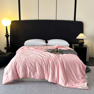 Cotton jacquard mulberry silk quilt satin silk quilt-jade ruyi-pink