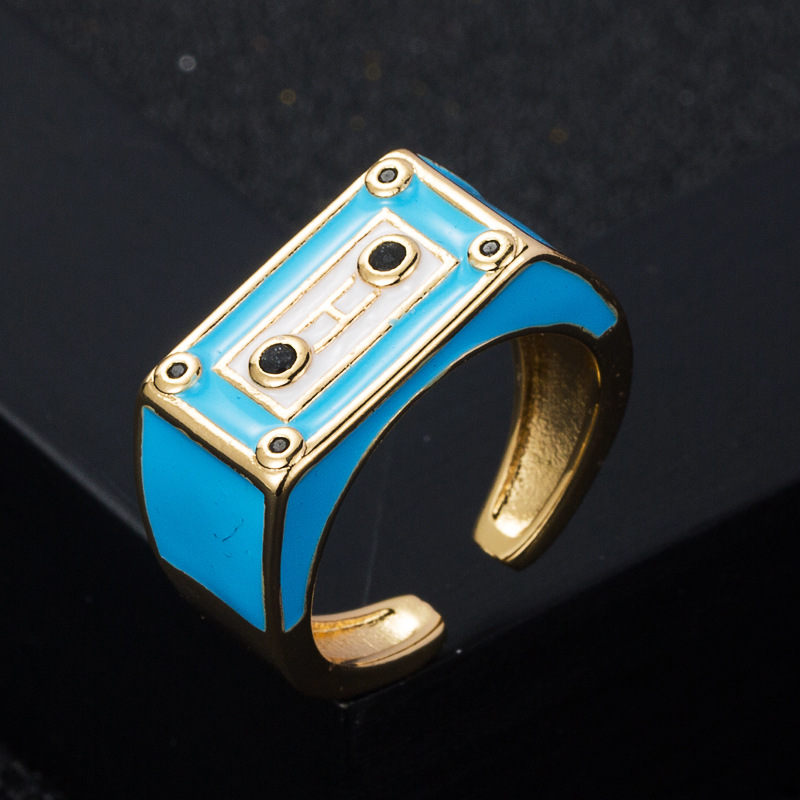 Fashion New Robot Dripping Oil Metal Opening Adjustable Copper Ring Accessories display picture 9