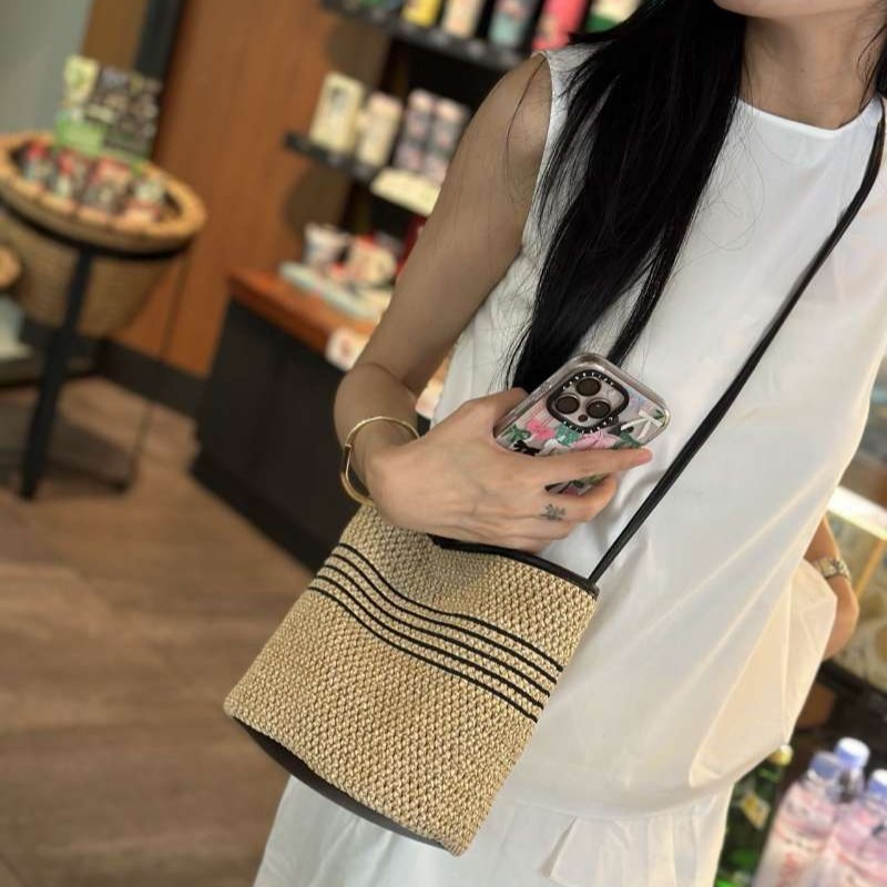 Raffia Woven Large Capacity Crossbody Handbag Letter Tote Shoulder Bag Travel 2026 Summer New Arrival - Thumbnail 4