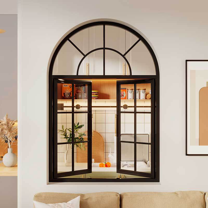 Ventana de vidrio retro francesa de hierro forjado iluminación de luz ventana abierta plana restaurante café ventana abovedada ático image 10