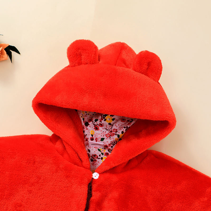 Fashion Children's Thick Plush Solid Color Zipper Cloak Wholesale Nihaojewelry display picture 4