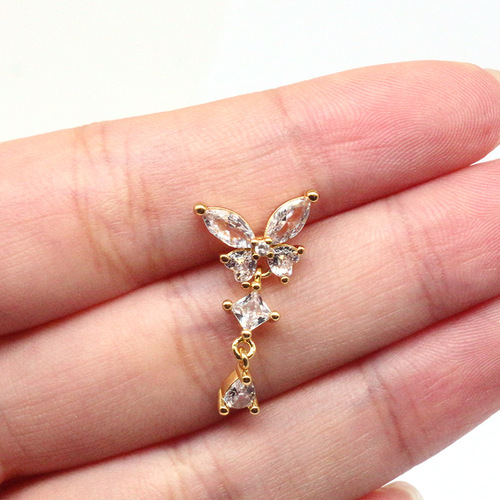 Gaibei European and American cross-border butterfly nose pin, nose ring, nose decoration, gun-shaped nose pin, nose clip, body piercing jewelry manufacturer