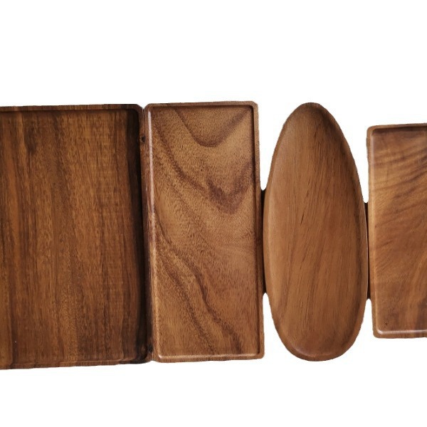 Taza de agua de nuez, bandeja de refrigerios de madera japonesa, bandeja de taza de café, bandeja de madera sólida rectangular, mesa de infusión seca