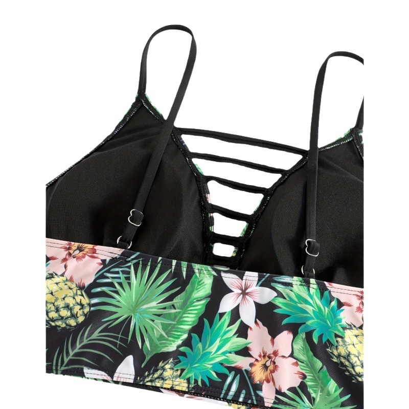 Traje de baño bikini europeo y americano de talla grande con estampado, de cintura alta y adelgazante para mujeres con curvas, venta directa de fábrica.