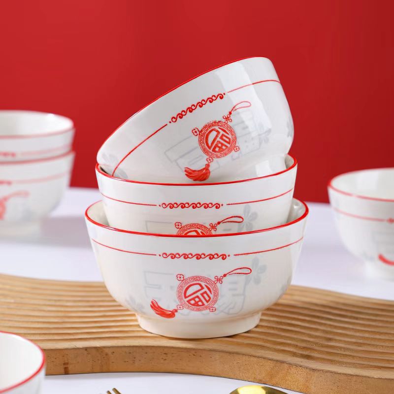 Tazón de arroz de cerámica de 5 pulgadas para el hogar tazón de ensalada de tazón de piedra de lluvia creativa de alta apariencia Hot ins comer tazón