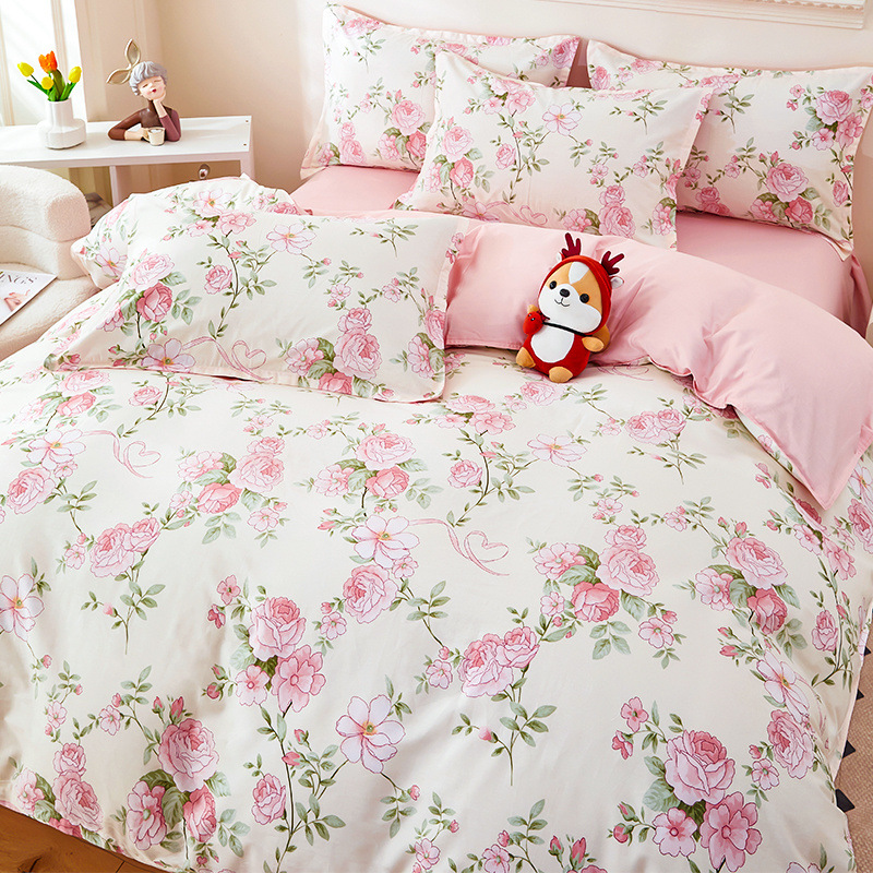 2025 ropa de cama de cuatro piezas de algodón de nuevo estilo ropa de cama de algodón funda de edredón ropa de cama de tres piezas de una sola cama doble