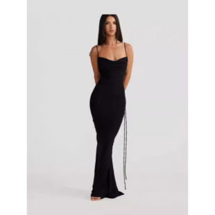 (Cross-border trading), (Wholesale), brand sexy long solid color dress, European style, Amazon, strap bra, hip-accented