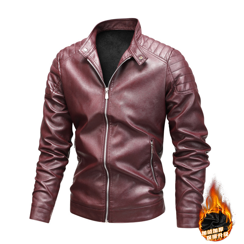Transfronterizo chaqueta de cuero de hombre primavera y otoño nuevo abrigo coreano delgado y grueso chaqueta de cuello de pie de hombre chaqueta pu grande