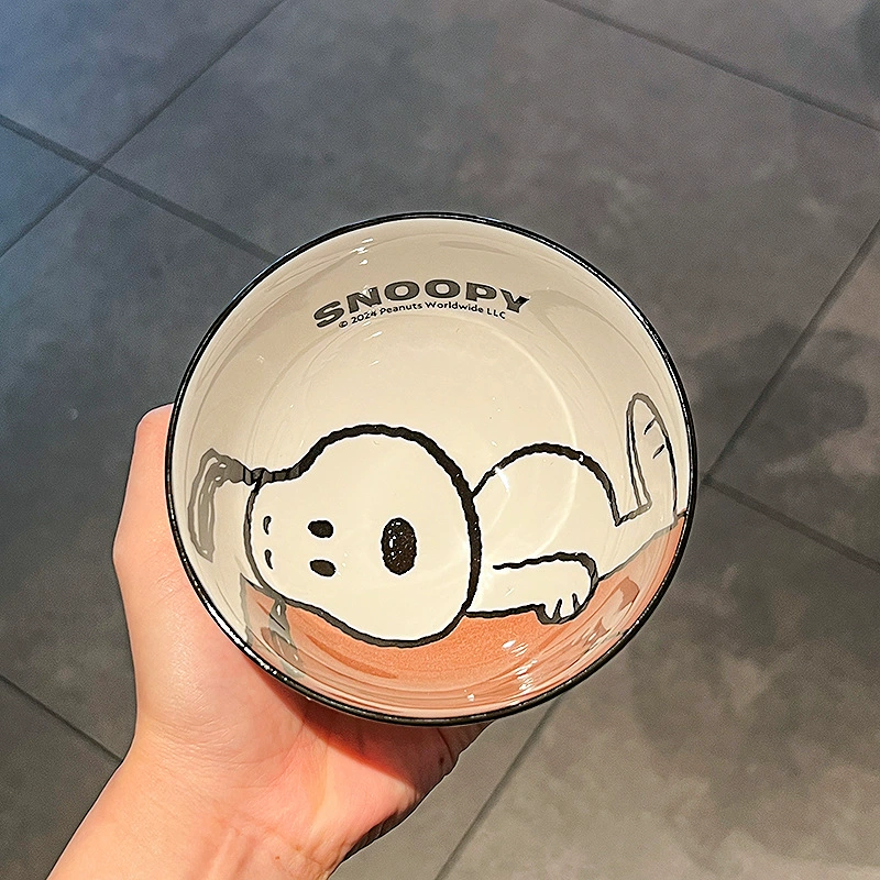 Керамическая чашечная набор (Snoopy) — 4 шт., 300 мл, домашняя посуда со вилкой/ложкой