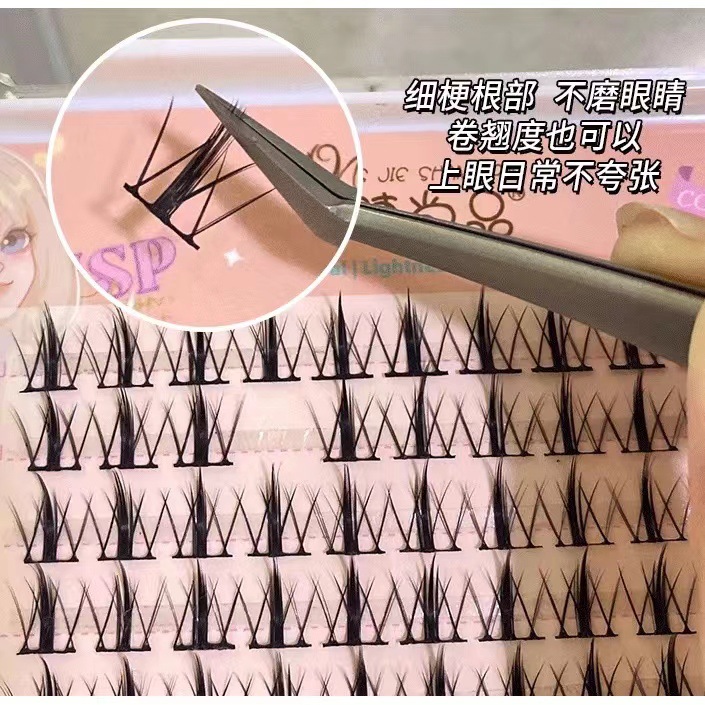 Pestañas lindas, tres filas y cinco filas de nubes, pequeño diablo, tallos transparentes, tallos finos, suaves y cómodos, maquillaje nude estilo japonés