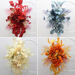 結婚式のシミュレーションの花の花の掛け物の森系の赤い系は花の道を掛けて花の結婚式を導いて装飾の背景の花の芸を配置します。