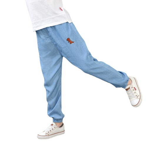 Children's anti-mosquito pants for outer wear, summer thin jeans, baby trousers, trendy summer trousers for boys and girls, small and medium-sized children