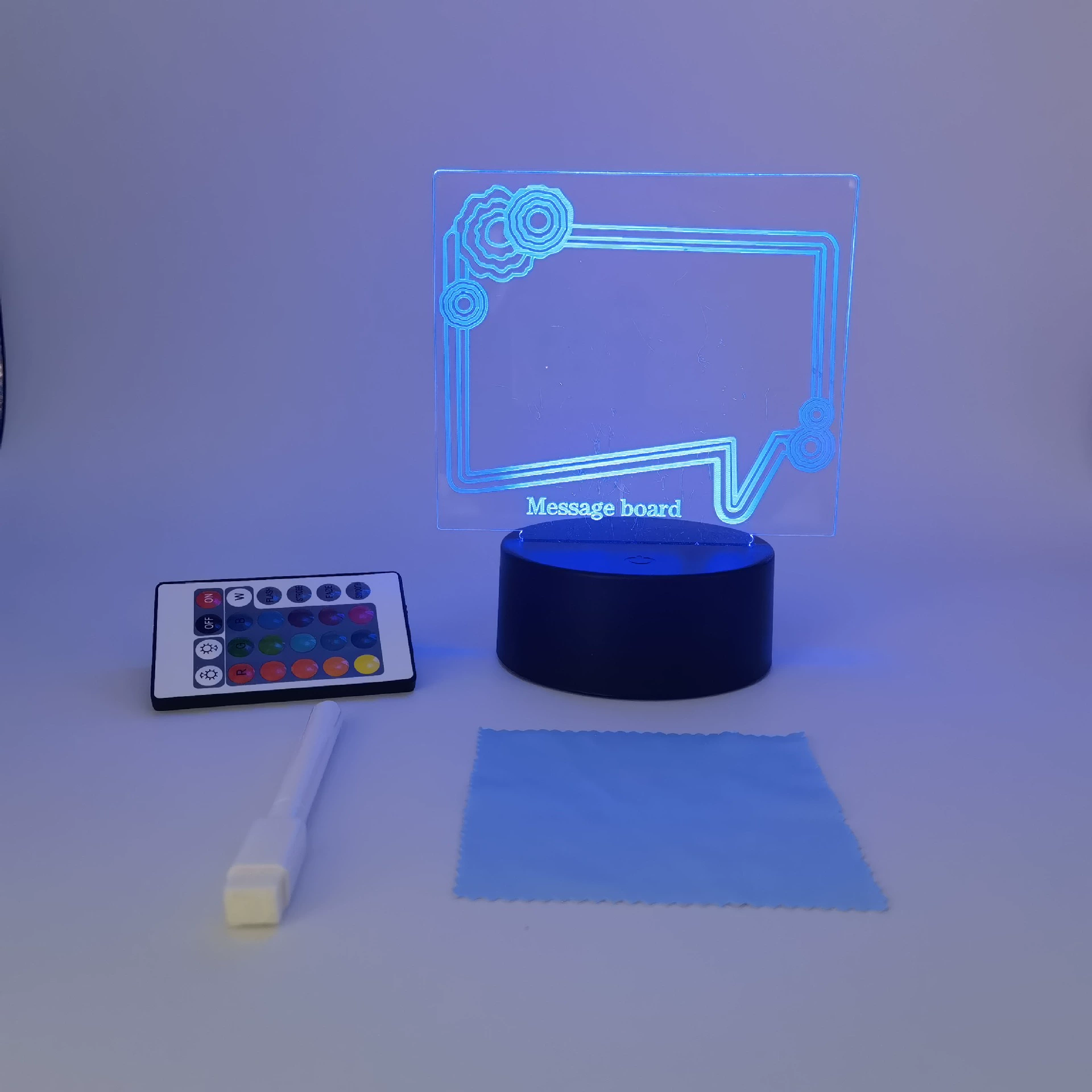 3D ночная лампа с пультом дистанционного управления, USB 4W, акриловая панель и база ABS, черная или белая