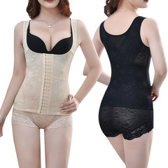 跨境新款大碼提花束身美背產後美體塑形托胸收腹束腰緊身塑身上衣