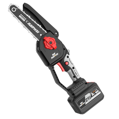 Factory Nanwei Electric Chain Saw Rechargeable Electric Chain Saw Outdoor Lithium Electric Chain Saw Handheld 6-inch Saw for Chopping Firewood and Trees Logging Saw