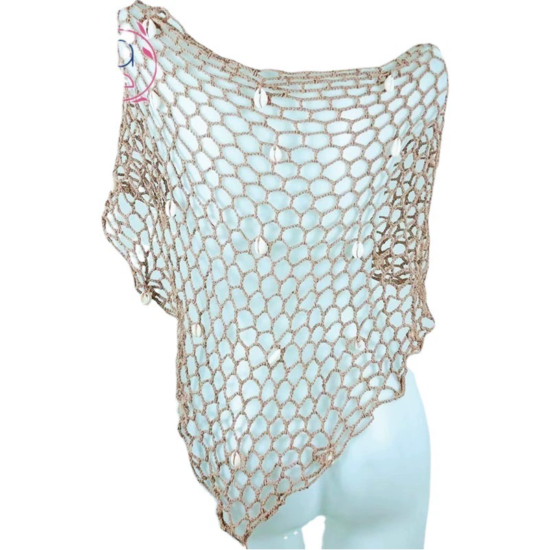 Длинный пляжный парео для женщин, сексуальный купальник, пляжная накидка, сетчатый ажурный платок