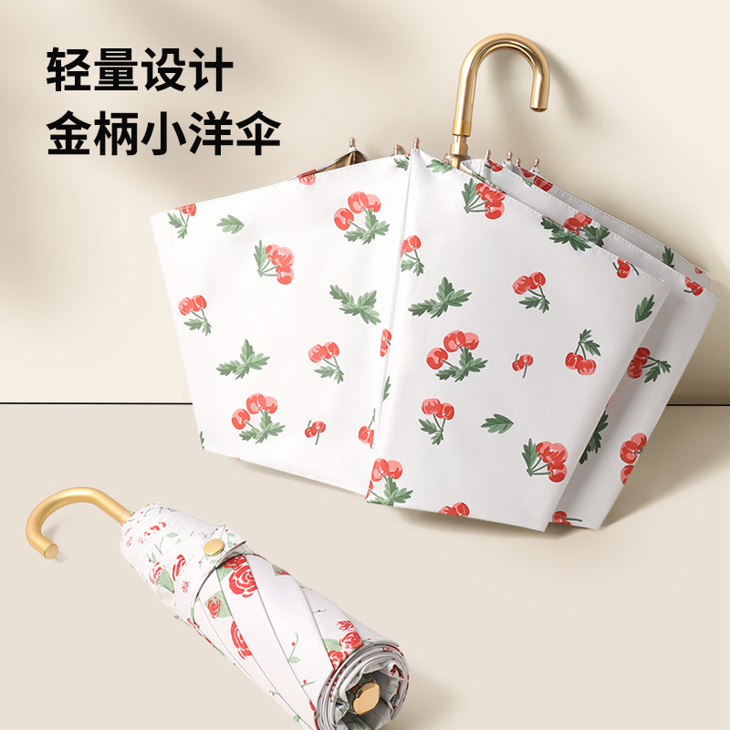 New Hook Color Glue Three-fold Umbrella Sunny and Rainy Umbrella Hook Women's Princess Lace Sunshade Ultra-light Folding Umbrella