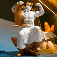 Creative Fortune God statue with muscular arms, office living room home decoration, opening gift, resin craft