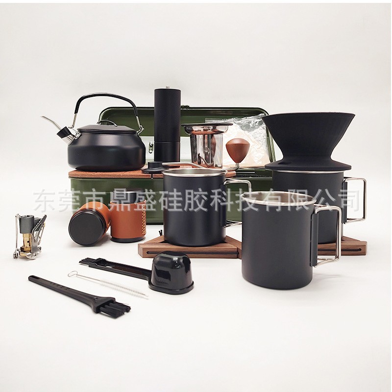 Fábrica de venta caliente mano de café conjunto de viajes domésticos portátiles olla de café molino de frijoles combinación de utensilios de café