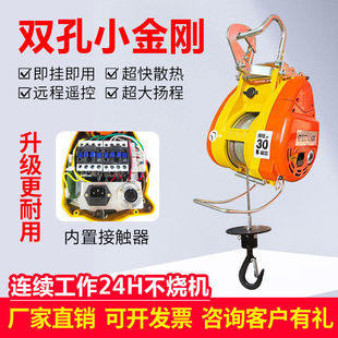 Taiwan double hole small King Kong electric hoist 220V fast micro portable hanging 0.5T crane small hoist