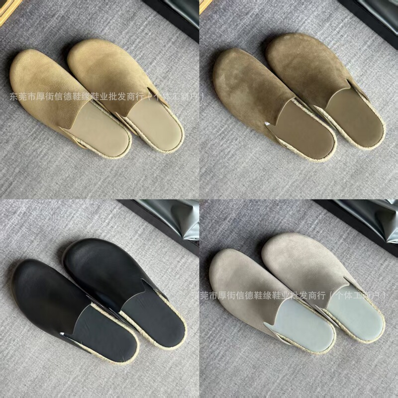Korean Style Fashionable Toe-Toe Slippers, Comfortable Genuine Leather Men's Outdoor Half-Slippers, Simple Classic Mule Slippers