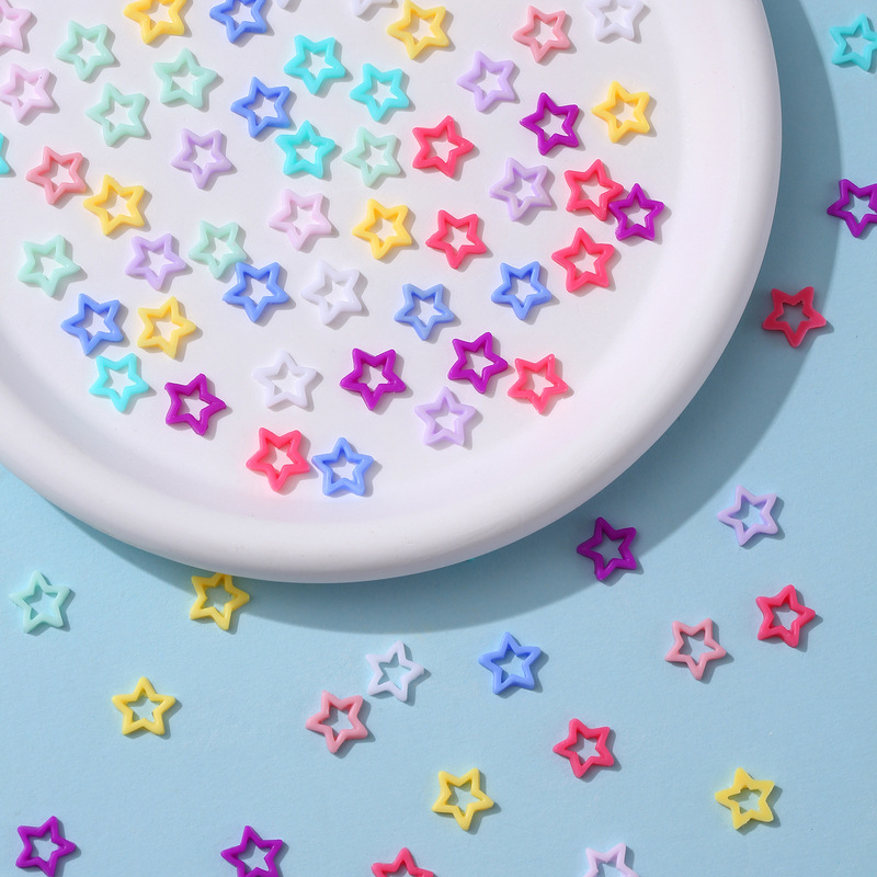 Dopamine Five-pointed Star Nail Art Jewelry Luminous Hollow Star Flat Bottom Resin Accessories diy Nail Hairpin Accessories