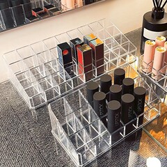 新しい透明深口紅収納ケース化粧スキンケアリップクリーム釉薬色デスクトップ収納ケース口赤格展示