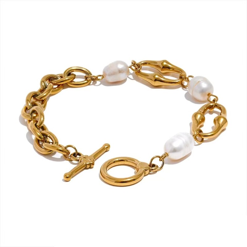 New French Luxury Style Pearl Gold Chain Bracelet Personalized O-shaped Buckle Design Fashion Accessories Cross-border Explosions