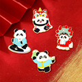 中国风熊猫胸针金属徽章国潮纪念品可爱卡通胸章包包衣服配饰装饰