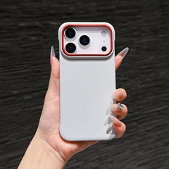 素皮无边框适用iPhone17手机壳新款裸机手感磁吸充电17ProMax防摔