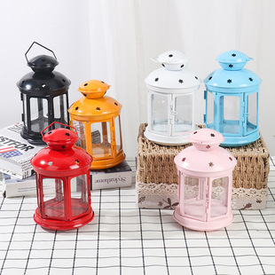 Cross-Border Iron Art Hollow Star Wind Lantern Candlestick Lantern Holiday Decoration European Candlestick Ornaments Ikea Same Style
