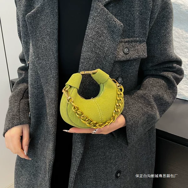 Children's Bag 2025 New European and American Fashion Retro Frosted Crescent Bag Niche Chain Hand Bag Lipstick Crossbody Bag